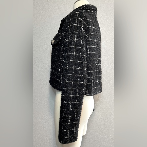 Evolutionary Women’s Black Metallic Jacket Pearl Buttons Size Large - Picture 4 of 7